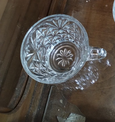 8 Vintage Arlington Anchor Hocking Pressed Glass Fan Star Pattern Punch Cups