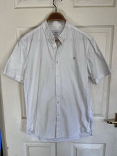 Farah Organic Cotton Shirt Short Sleeve White Size M Slim Fit
