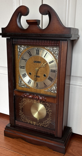 Vtg. Wang Ja Mantle Clock Wooden Pendulum W/ Key Japan For Parts - Afbeelding 4 van 16