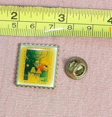 Vtg Adopting A Child Adoption 33 Cent Stamp USA USPS Lapel Pin Shaping A Life