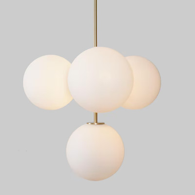 Mid Century Stil Vier Kugeln Leuchte Messing Decken Pendelleuchte Sputnik Kro...
