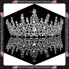 Silver Wedding Crystal Tiara Crown - Bride, Quinceanera, Prom Headpiece