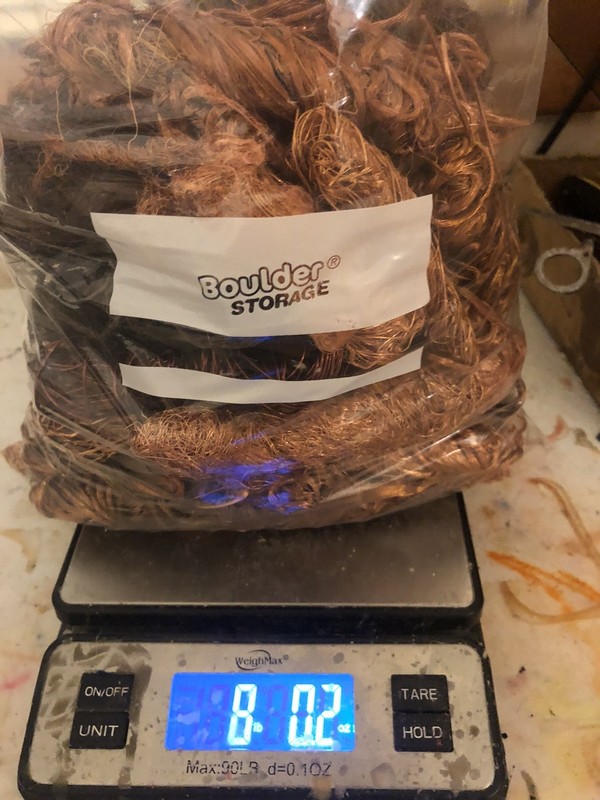 8 Lbs Shiny Bare Bright Clean Copper 1 & 2 Wire Hand Stripped Craft Scrap