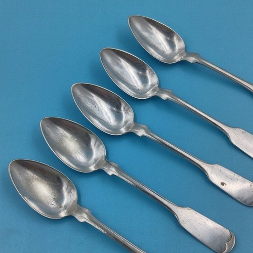 Antique Unmarked Teaspoons Lot of 5 Fiddle Back Tipped - Imagen 2 de 8