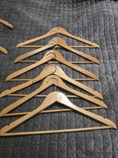 Lot 9 Vintage Wooden Clothes Hangers Suit  Pants