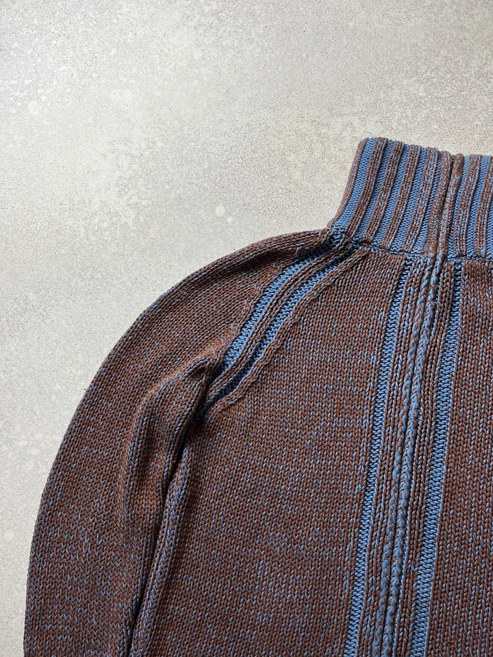 Vintage Diesel Cable Knit Heavyweight Sweater High Neck Back Logo - Image 3 of 4