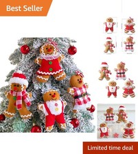 Delightful Gingerbread Man Plush Ornaments - 4 PCs for Timeless Christmas Cheer