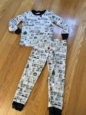 Pottery Barn Kids Peanuts Snoopy Pajamas Christmas Comic Book Print Size 4