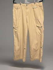 Vin Y2K Wide Leg Cargo Pants Sz12 Roll Tab Leg Tan GrungeRave Kikit Brand Skater