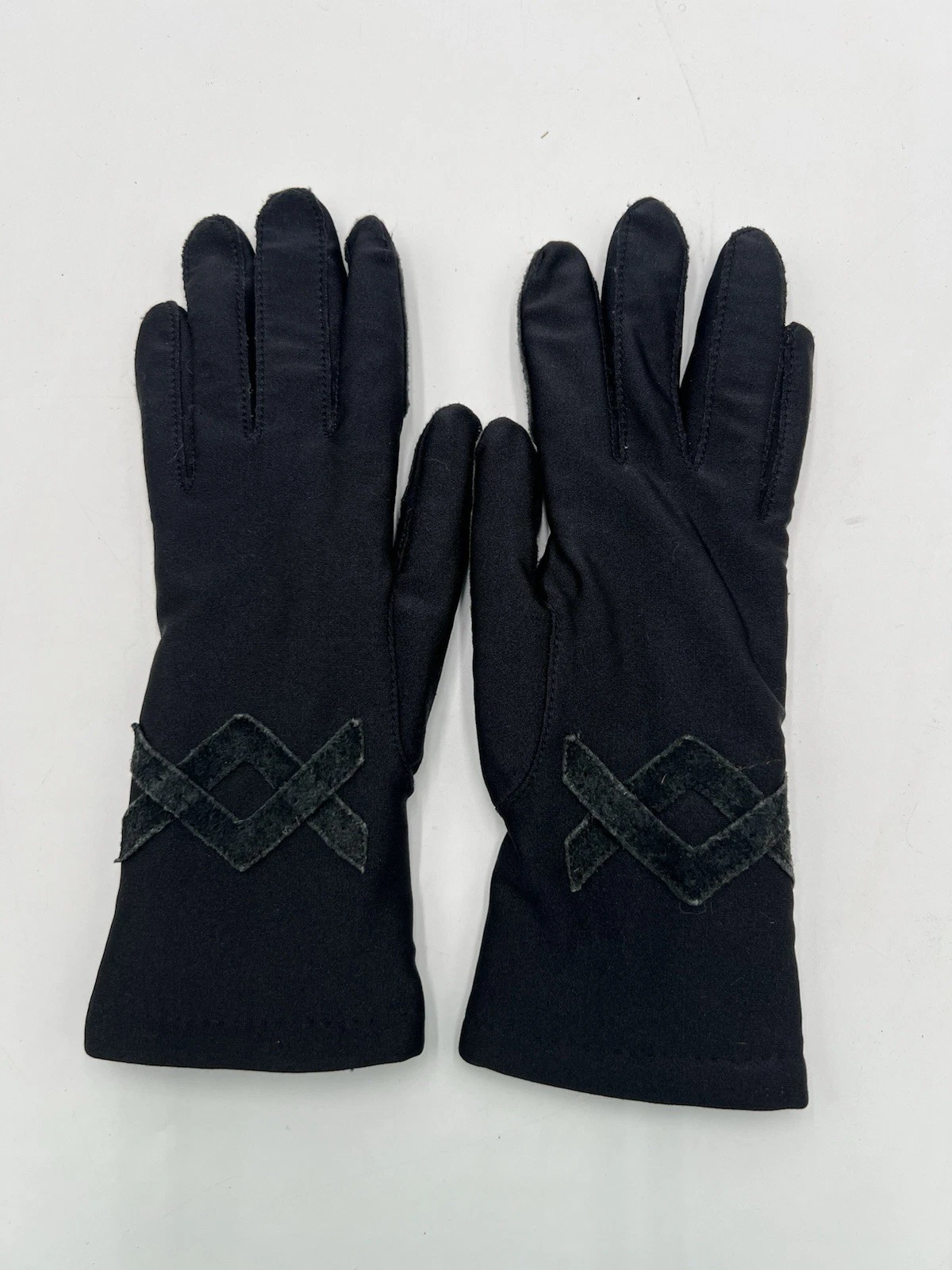 Vintage Thinsulate Insulated Black Winter Gloves Suede Grip One Size