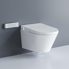 Wall Hung Smart Toilet with Bidet Combo Heated Seat,Warm Water,Dryer,Auto Flush