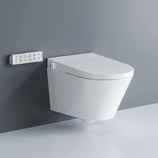 Wall Hung Smart Toilet with Bidet Combo Heated Seat,Warm Water,Dryer,Auto Flush