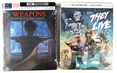 WEAPONS 4K+Blu-ray+Digital STEELBOOK & THEY LIVE 4K Scream Factory STEELBOOK