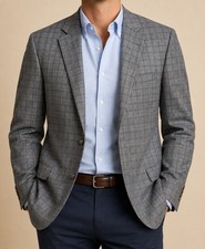 Brooks Brothers Regent Fit Italian Reda Wool Blazer Gray/Tan Plaid 46R Mens