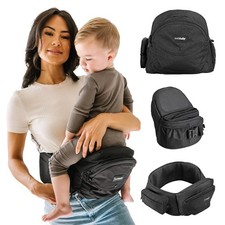 Safety Certified Lightweight Hip Seat Baby Carrier - 4 Carry Positions Black