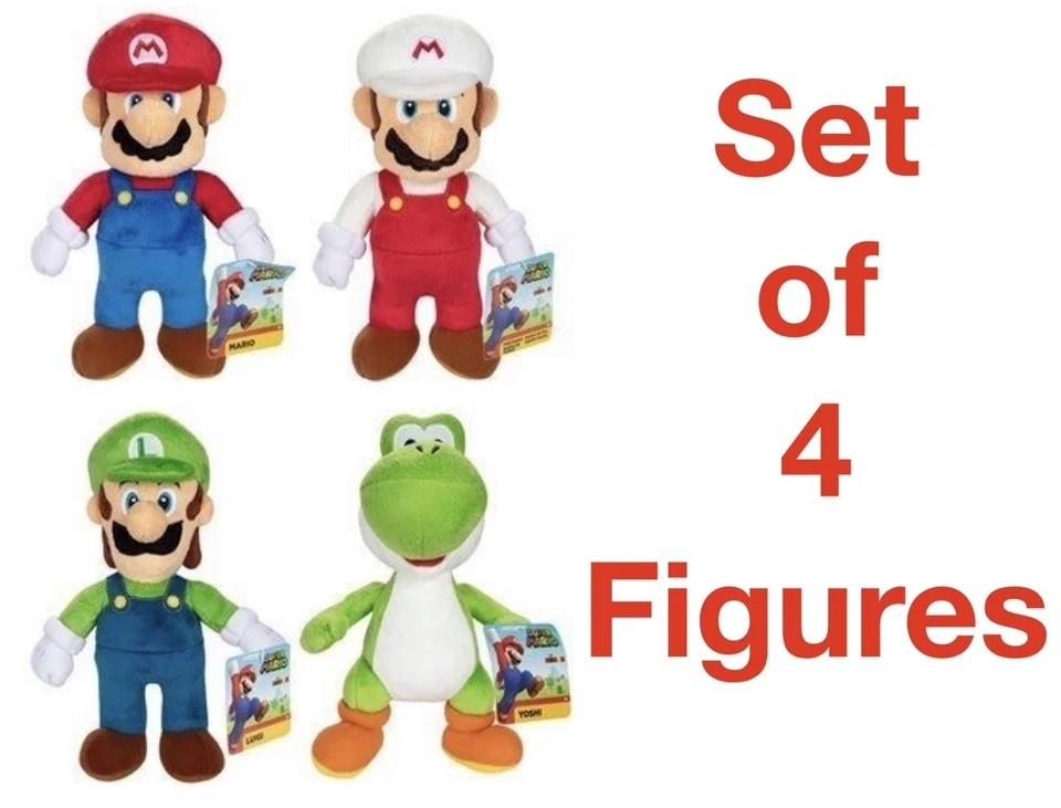 Official Nintendo Super Mario Plush 10” Toys x 4 Mario, Luigi, Yoshi, Fire Mario - Image 2 of 4
