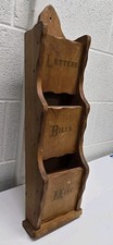 Vintage Wood Letter Mail Sorter Organizer Key Holder Wall Mounted 3 Slots