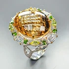women ring 40 ct Natural Citrine Quartz Ring 925 Sterling Silver Size 8 /R460854