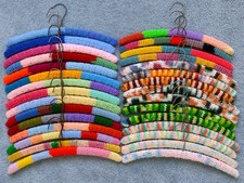 Vintage Crochet Covered Wooden Clothes Hangers Lot of 30 Granny Core MCM