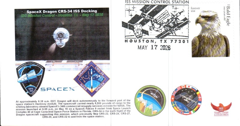 2026 SpaceX  CRS-34 Dragon Spacecraft ISS Docking Houston 17 May
