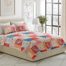 2-Piece Twin Quilt Set - Mallory Classic Patchwork Twin Size Quilt Bedding Se...