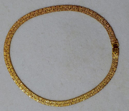 Vtg - Gold Tone - Nugget Style - Necklace, 8 mm Wide - 18 Inches Long, Unisex - Picture 6 of 9