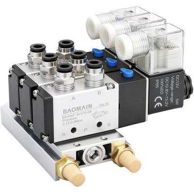 Magnetventilblock 3-fach, 12V DC, 5/2-Wege, Kompression, Industrie Pneumatik