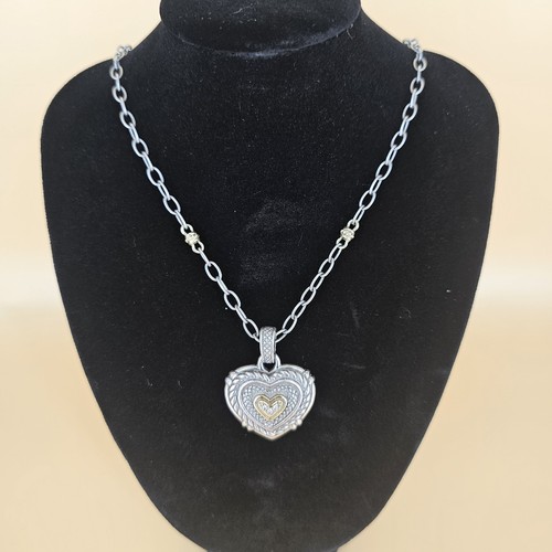 Judith Ripka Herz Anhänger in Sterlingsilber mit 18k Gold/Diamanten mit JR Kette! - Bild 8 von 18