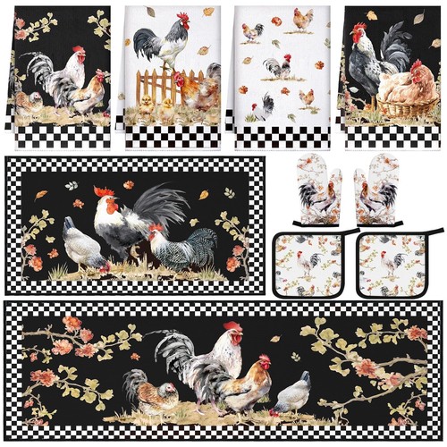 6 Pack Oven Mitts and Pot Holders Set, Heat Resistant Fabric Bake Pot