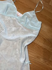 Oscar de la Renta Pink Label Camisole Light Blue Sheer Floral Lace Tank Size L