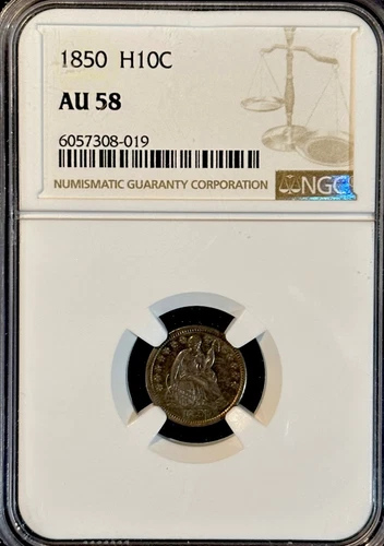 1850 H10C Liberty Seated Half Dime NGC AU 58