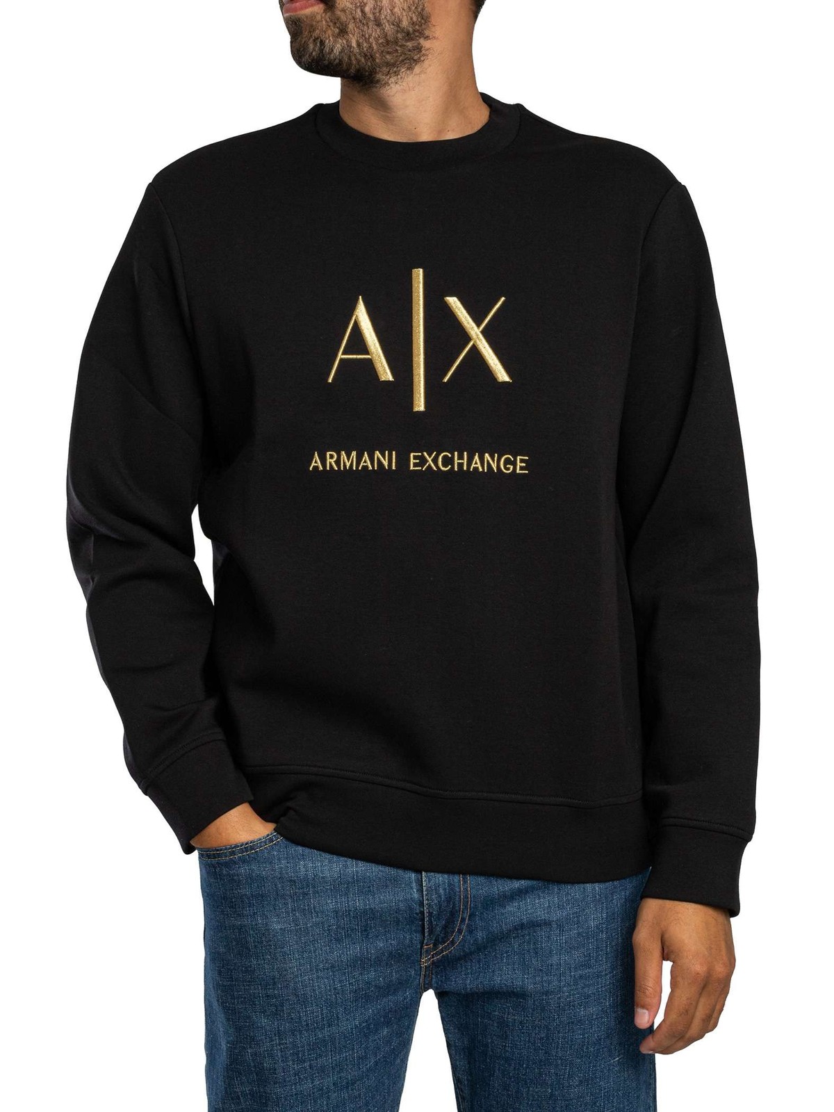 Armani Exchange Logo Graphic Sweatshirt, Black/Gold - XXL