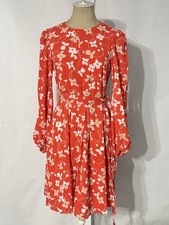 Eliza J Floral Print Long Sleeve Crepe Belted Dress Size 4