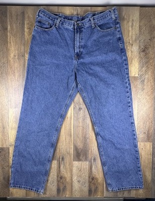 Mens Vintage Full Blue Baggy  Denim Jeans Cotton 40 x 32 High Rise Wide Leg 9' .