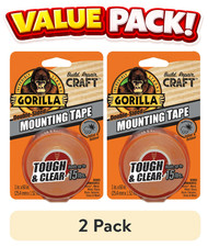 2 pack Gorilla Tough Clear Double-Sided Mounting Tape, 60" Roll