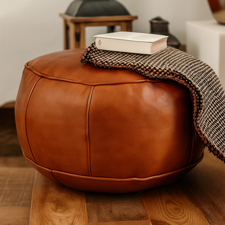 Pouf, Handgefertigten Marokkanische Echtleder Sitzhocker, bequemer Sitzsack für - Bild 2 von 4