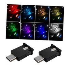 2PCS USB Type C LED Ambient Light, Mini 8 Colors RGB LED Light, 2 PCS