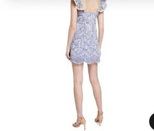Alice + Olivia 'Honor' Embroidered-Eyelet Cotton Mini-Dress, Chambray - 6