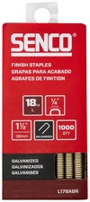 L17BABR 1-1/2" 18 Gauge 1/4" Crown Finish Staples, Galvanized Finish 1,000 Count