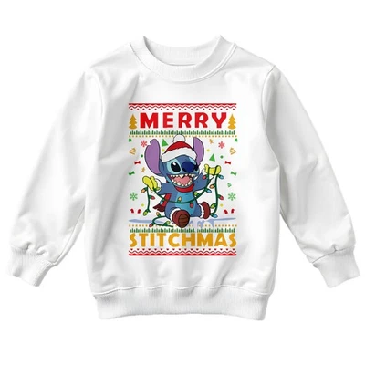 BANANA-TEES Stitch and Snowflakes Weihnachtssweatshirt lustig hässlich Kinder Urlaub Pullover #MC26
