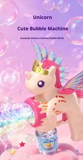 Flying Unicorn Bubble Gun Electric Automatic Soap Blower with LED Lights Toy
