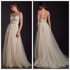 Wtoo by Watters Austin Lace Tulle Wedding Gown Size 8 Boho Bridal NWT