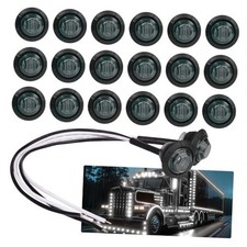 Pack of 20 3/4 Inch Smoked Lens White LED DC 12V Round Side Smoked/White