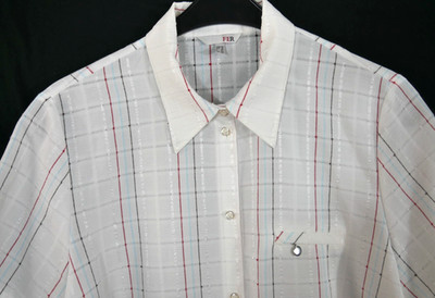 MY WAY FER Bluse Weiß mit Farbigen Streifen Modern Sommer Größe 44/46 WIE NEU!