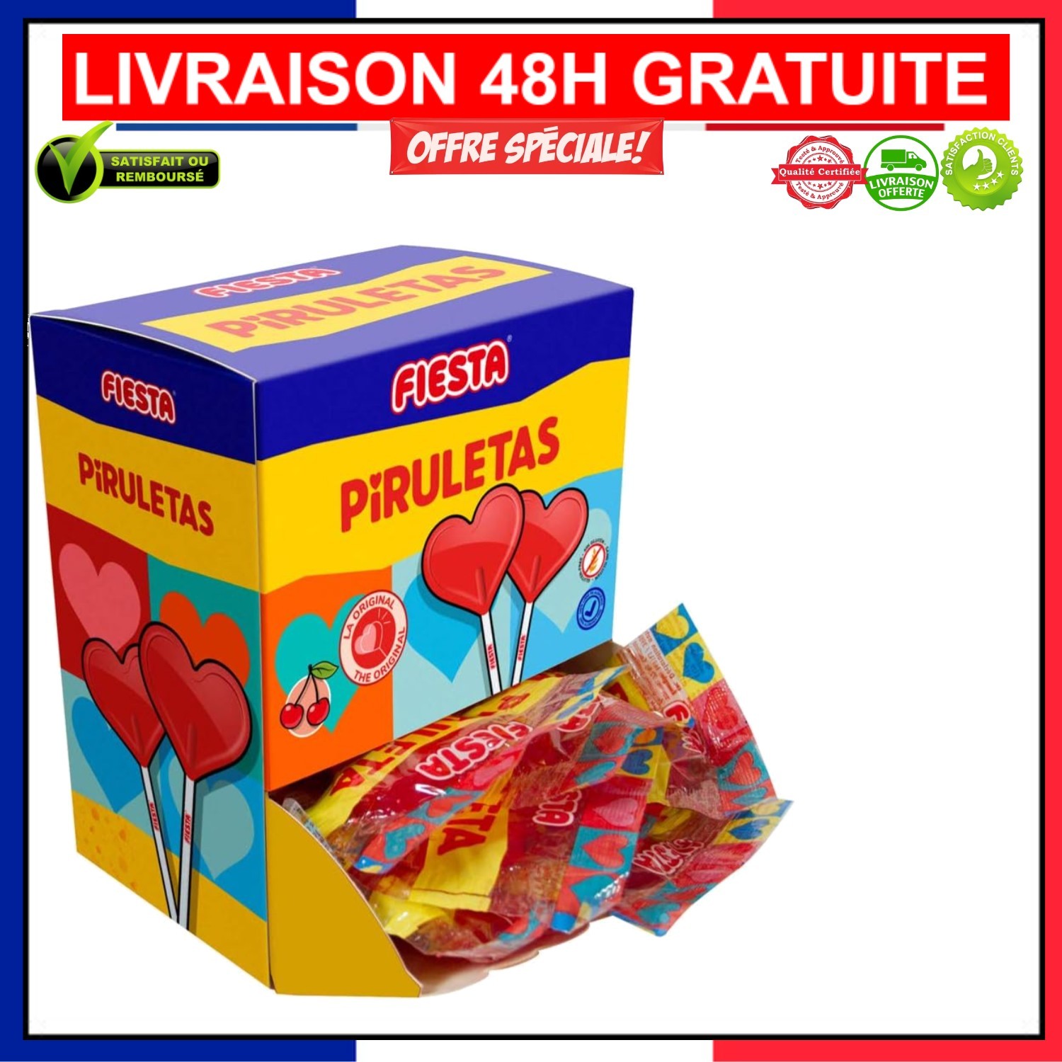 Bonbons cerise cœur sans gluten confiserie vrac buffet fête x20