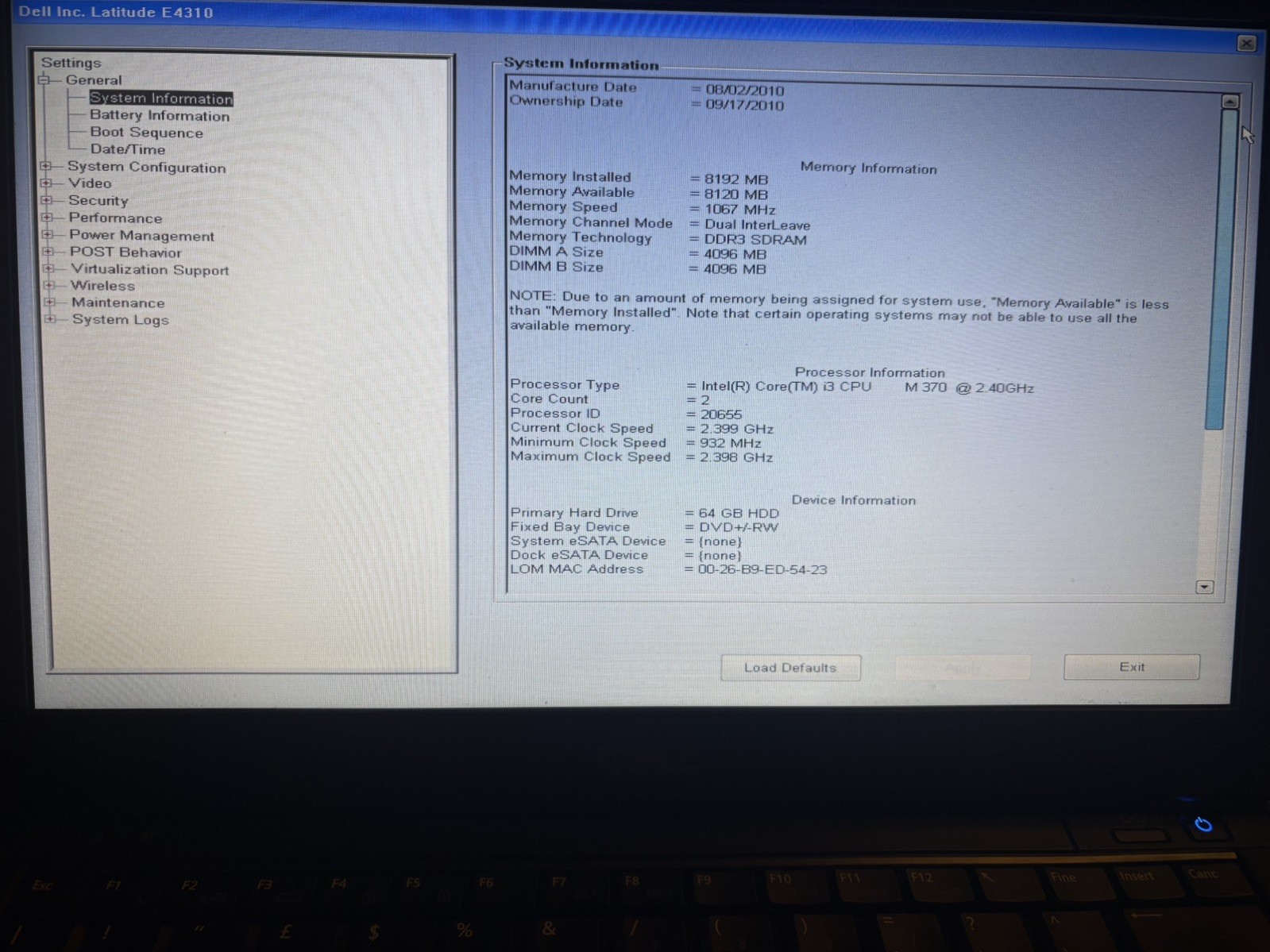 DELL Latitude E4310 , Intel I3 m370, Portatile Usato