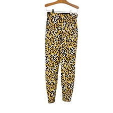 Obermeyer Women's Vintage Ski Pants Gold Black Cheetah Print Slim Leg Size 8
