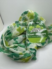 St. Patrick's Day Shamrock Scarf Irish Clover Scarf White Green 8.7x61.8"