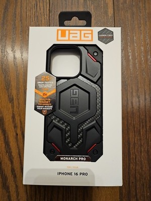 UAG Monarch Pro Case For Apple iPhone 16 PRO 6.3  Carbon Fiber Black/Red NEW!