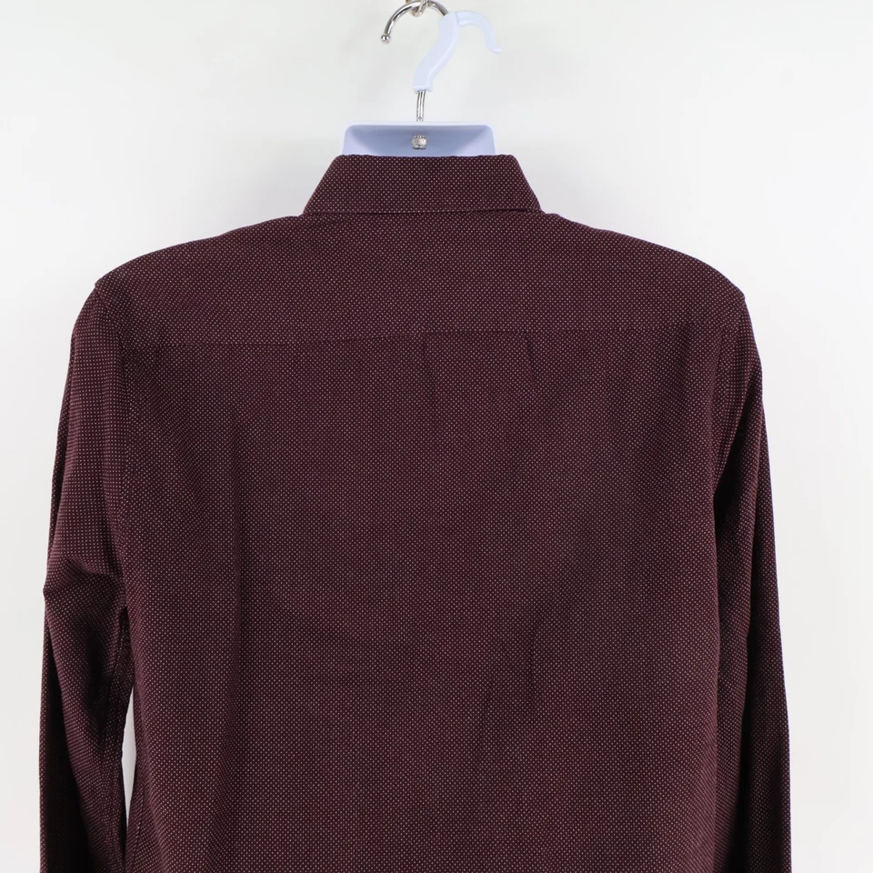 H&M Dress Shirt Mens Size L (16.5x34) Maroon Dots 100% Cotton Point Collar - Image 4 of 4